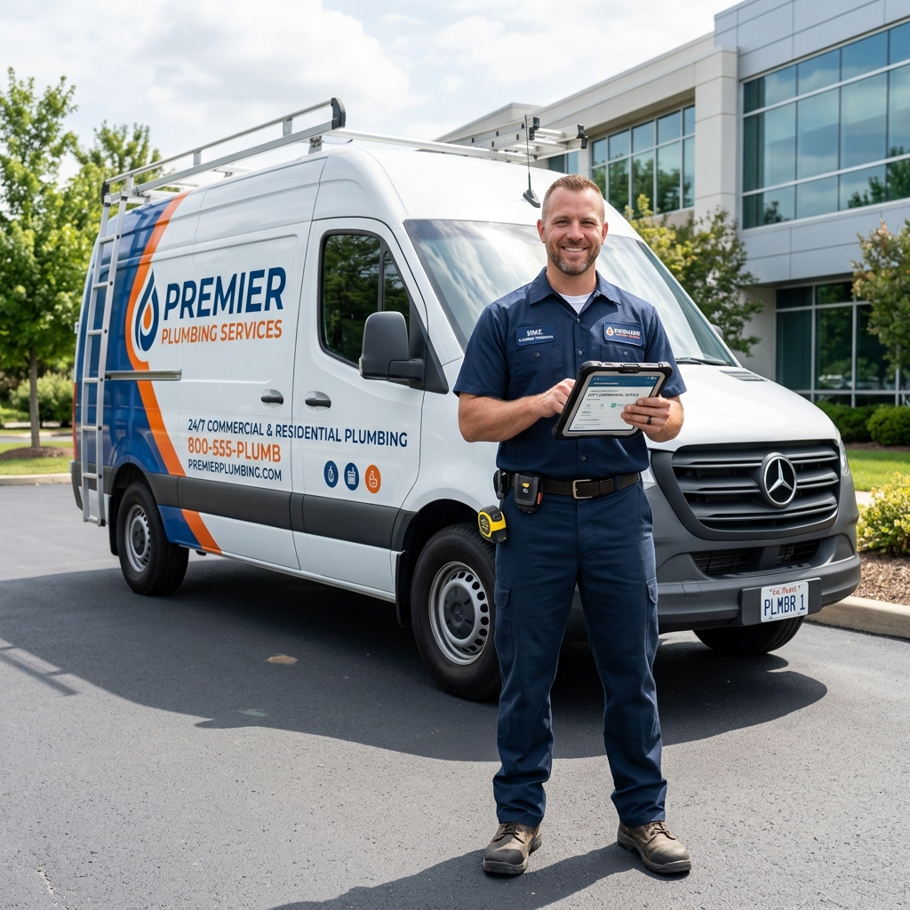 Plumbing Company Florida dispatch truck on a Florida driveway