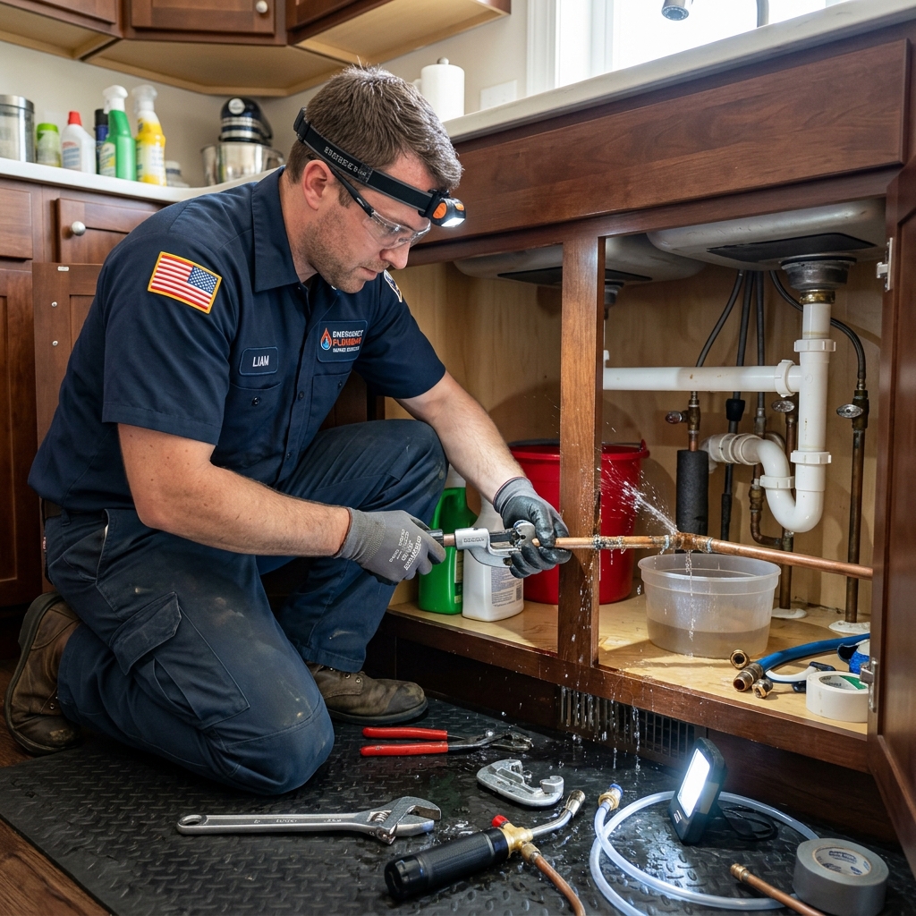 Emergency plumbing burst pipe repair