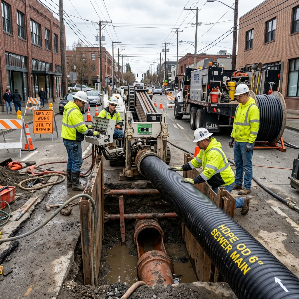 Trenchless sewer line repair and replacement