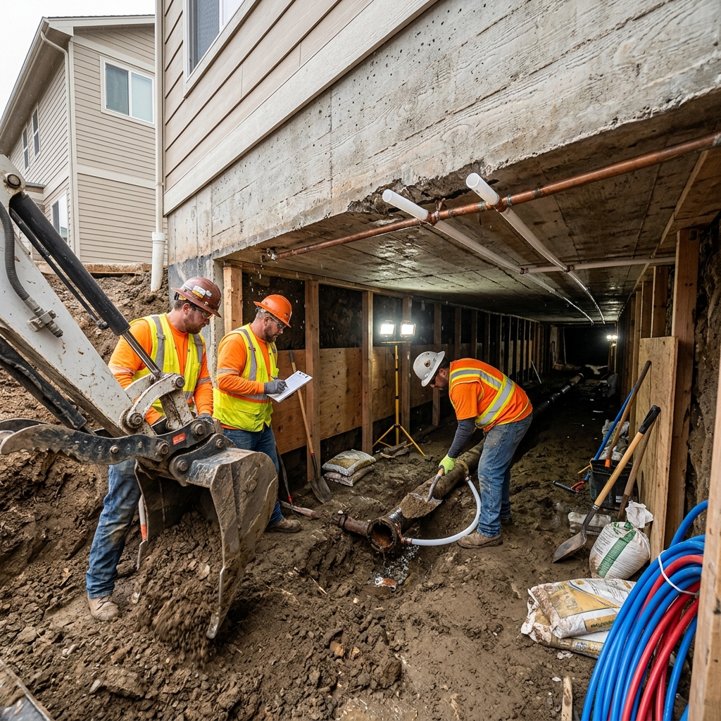 Foundation slab leak repair and tunneling
